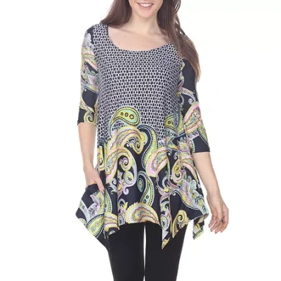 White Mark Womens Scoop Neck 3/4 Sleeve Tunic Top In Multi