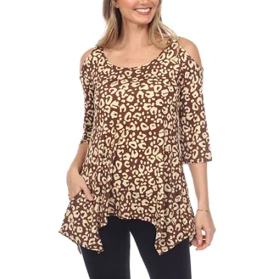 White Mark Womens Scoop Neck 3/4 Sleeve Tunic Top In Animal Print