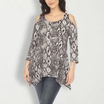 White Mark Womens Scoop Neck 3/4 Sleeve Tunic Top In Gray