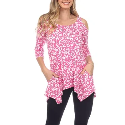 White Mark Womens Scoop Neck 3/4 Sleeve Tunic Top In Animal Print