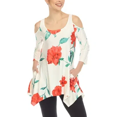 White Mark Womens Scoop Neck 3/4 Sleeve Tunic Top In Red