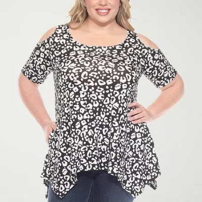 White Mark Womens Scoop Neck Short Sleeve Tunic Top In Black