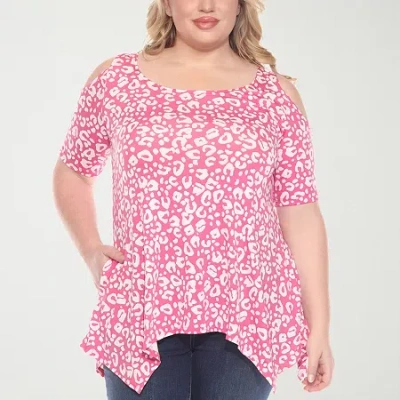 White Mark Womens Scoop Neck Short Sleeve Tunic Top In Pink