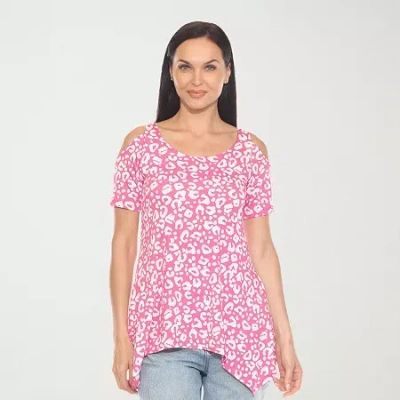 White Mark Womens Scoop Neck Short Sleeve Tunic Top In Pink