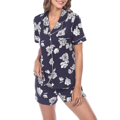 White Mark Womens Short Sleeve 2-pc. Pajama Set In Blue