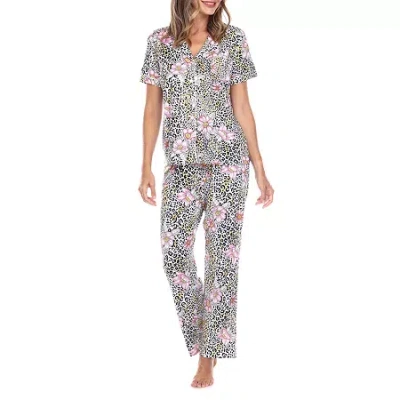 White Mark Womens Short Sleeve 2-pc. Pajama Set In Multi