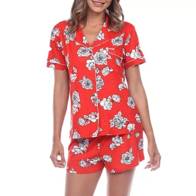 White Mark Womens Short Sleeve 2-pc. Pajama Set In Red