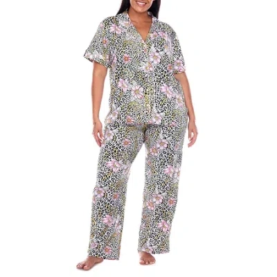 White Mark Womens Short Sleeve 2-pc. Plus Pajama Set In Multi
