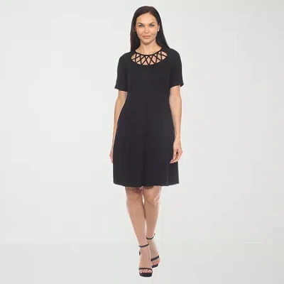 White Mark Womens Short Sleeve A-line Dress In Black