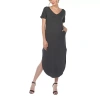 White Mark Womens Short Sleeve Maxi Dress In Black