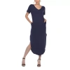 White Mark Womens Short Sleeve Maxi Dress In Blue