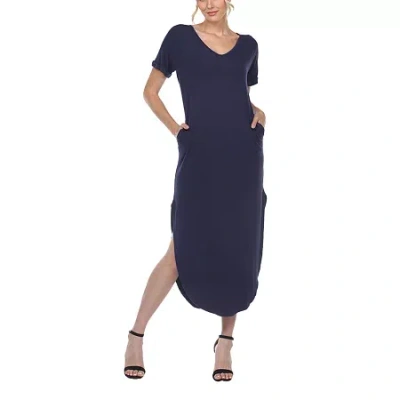 White Mark Womens Short Sleeve Maxi Dress In Blue
