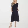 White Mark Womens Short Sleeve Midi Swing Dresses In Black