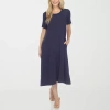 White Mark Womens Short Sleeve Midi Swing Dresses In Blue