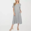White Mark Womens Short Sleeve Midi Swing Dresses In Gray
