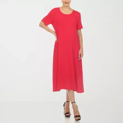 White Mark Womens Short Sleeve Midi Swing Dresses In Pink