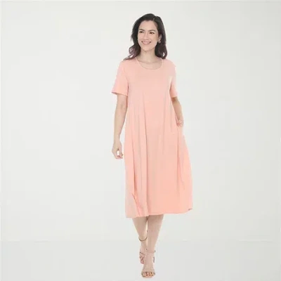 White Mark Womens Short Sleeve Midi T-shirt Dress In Pink