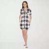 White Mark Womens Short Sleeve Plaid Shirt Dress In Black