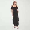 White Mark Womens Short Sleeve Sundress In Black