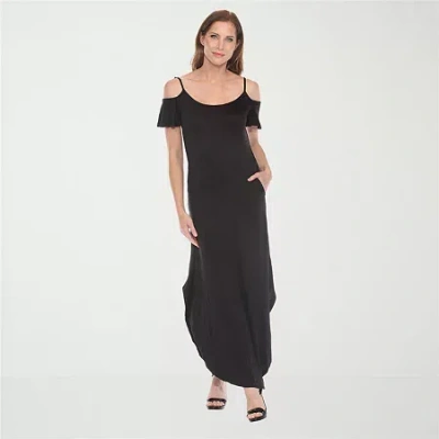White Mark Womens Short Sleeve Sundress In Black
