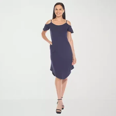 White Mark Womens Short Sleeve Sundress In Blue