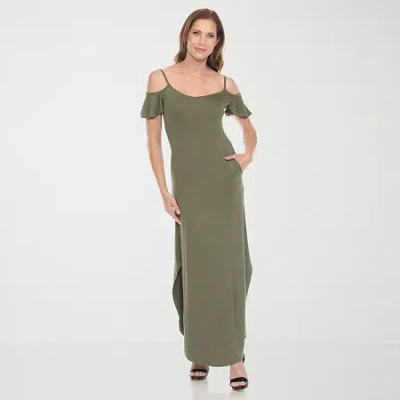 White Mark Womens Short Sleeve Sundress In Green