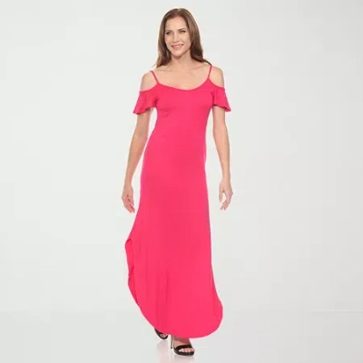 White Mark Womens Short Sleeve Sundress In Pink