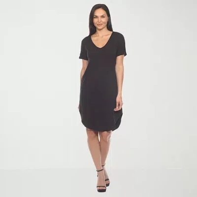 White Mark Womens Short Sleeve T-shirt Dress In Black