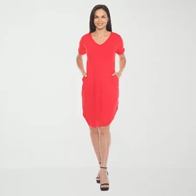 White Mark Womens Short Sleeve T-shirt Dress In Red