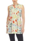 White Mark Women's Maternity Floral Sleeveless Tunic Top In Beige