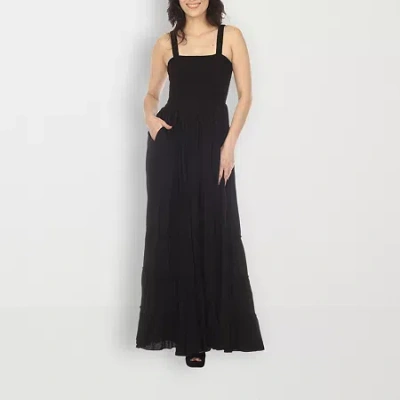 White Mark Womens Sleeveless Tie Dye Sundress In Black