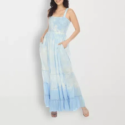 White Mark Womens Sleeveless Tie Dye Sundress In Blue