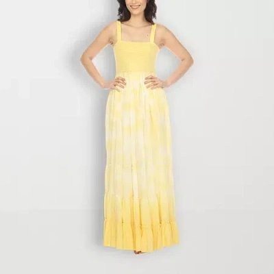 White Mark Womens Sleeveless Tie Dye Sundress In Yellow