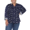 White Mark Womens Split Crew Neck Long Sleeve Tunic Top In Blue