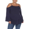 White Mark Womens Square Neck Long Sleeve Tunic Top In Blue