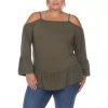 White Mark Womens Square Neck Long Sleeve Tunic Top In Green