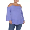White Mark Womens Square Neck Long Sleeve Tunic Top In Purple