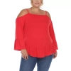 White Mark Womens Square Neck Long Sleeve Tunic Top In Red