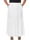 White Mark Womens Tiered Polyester Maxi Skirt In White