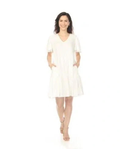 White Mark Womens V Neck Short Sleeve Dress In Black