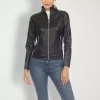 White Mark Womens Water Resistant Lightweight Motorcycle Jacket In Black