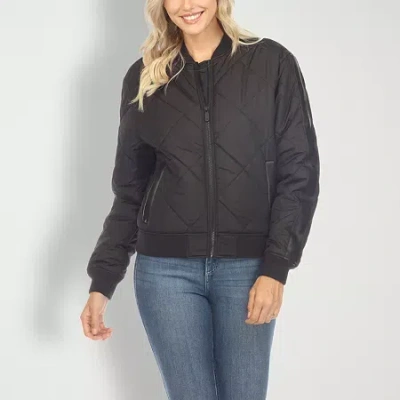 White Mark Womens Water Resistant Lightweight Puffer Jacket In Black