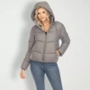 White Mark Womens Water Resistant Lightweight Puffer Jacket In Gray