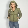 White Mark Womens Water Resistant Lightweight Puffer Jacket In Green