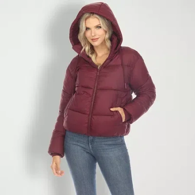 White Mark Womens Water Resistant Lightweight Puffer Jacket In Red