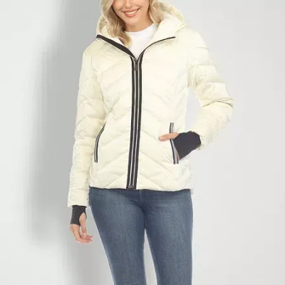 White Mark Womens Water Resistant Lightweight Puffer Jacket In Multi