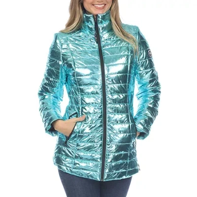 White Mark Womens Water Resistant Puffer Jacket In Blue