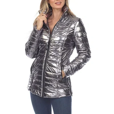 White Mark Womens Water Resistant Puffer Jacket In Gray