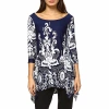 White Mark Yanette Womens Scoop Neck 3/4 Sleeve Tunic Top In Blue