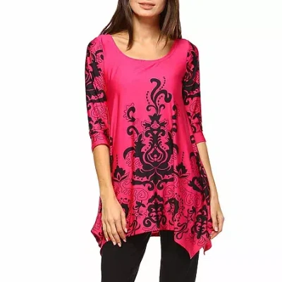 White Mark Yanette Womens Scoop Neck 3/4 Sleeve Tunic Top In Pink
